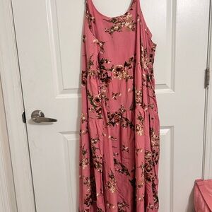 Floral Pink Sleeveless Dress